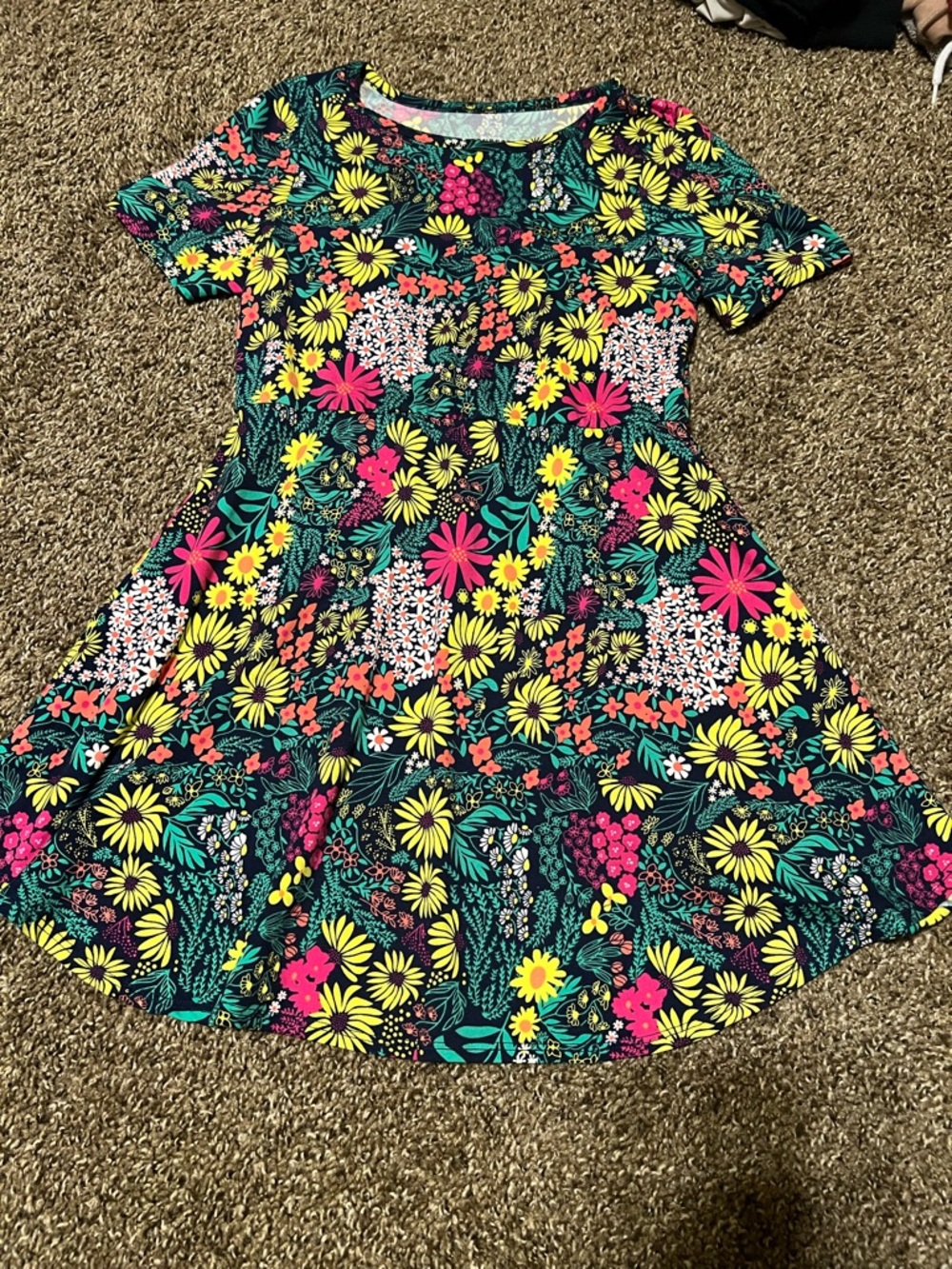 Girls Floral Short Sleeve Dress - 10/12